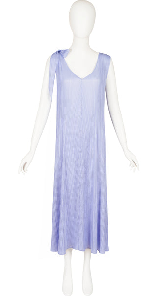 Pleats Please by Issey Miyake Periwinkle Pleated V-Neck Sleeveless 