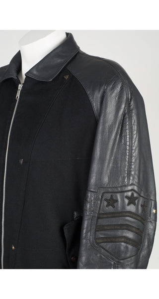 Claude Montana 1982 F/W Black Wool & Leather Aviator Bomber