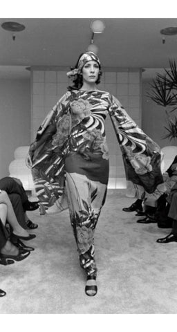 1974 S/S Runway Peony Cotton Kimono Sleeve Caftan