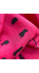 1950s Leopard Face Fuchsia Silk Twill Scarf