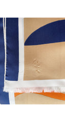 1960s Orange & Navy Abstract Striped 50" Long Silk Scarf