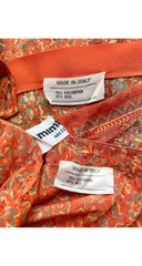 1970s Floral Orange Silk Dress & Shrug Set