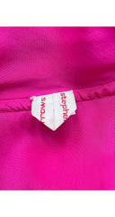 1980s NWT Shocking Pink Silk Asymmetrical Tunic Blouse