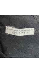 1970s Black Silk Jacquard Ruffle Collar Puff Sleeve Blouse