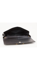 1980s Black Faux Croc Embossed Leather Clutch