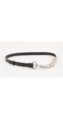 2000s "Mombasa" Silver-Tone Horn Black Leather Belt