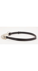 2000s "Mombasa" Silver-Tone Horn Black Leather Belt