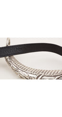 2000s "Mombasa" Silver-Tone Horn Black Leather Belt