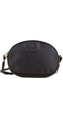 1980s Micro "GG" Black Canvas Round Crossbody Bag