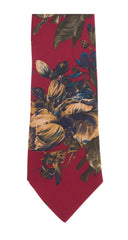 1980s Floral Burgundy Silk Men's Tie