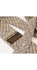 1970s Horsebit Print Beige Silk Twill Men's Tie