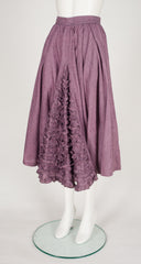 1983 S/S Mauve Cotton Ruffle Flared Midi Skirt