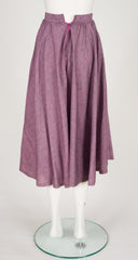 1983 S/S Mauve Cotton Ruffle Flared Midi Skirt