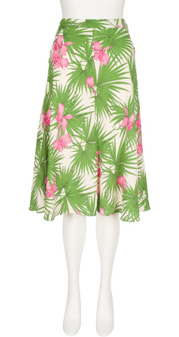 2004 S/S Runway Tropical Print Silk A-Line Skirt