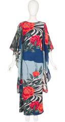 1974 S/S Runway Peony Cotton Kimono Sleeve Caftan