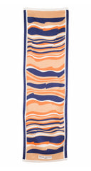 1960s Orange & Navy Abstract Striped 50" Long Silk Scarf