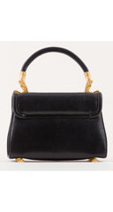 1990s Italian Gold Panther Head Black Faux Lizard Skin Handbag