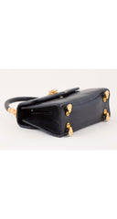 1990s Italian Gold Panther Head Black Faux Lizard Skin Handbag