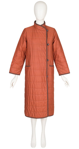 1970s Terracotta Quilted Cotton Coat