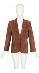 1970s Brown Suede Collared Blazer Jacket