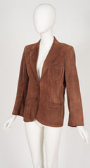 1970s Brown Suede Collared Blazer Jacket