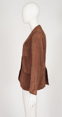 1970s Brown Suede Collared Blazer Jacket