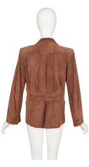 1970s Brown Suede Collared Blazer Jacket