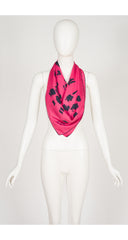 1950s Leopard Face Fuchsia Silk Twill Scarf