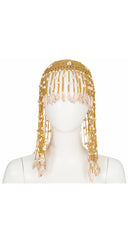 1970s Conch Shell Gold Metallic Crochet Cleopatra Headpiece