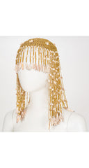 1970s Conch Shell Gold Metallic Crochet Cleopatra Headpiece