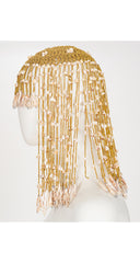 1970s Conch Shell Gold Metallic Crochet Cleopatra Headpiece