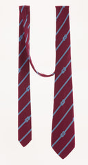 1970s Blue Rope Print Burgundy Silk Twill Men's Tie