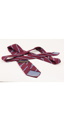 1970s Blue Rope Print Burgundy Silk Twill Men's Tie