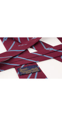 1970s Blue Rope Print Burgundy Silk Twill Men's Tie