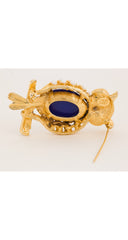 1960s Cabochon Gold-Tone Figural Owl Brooch