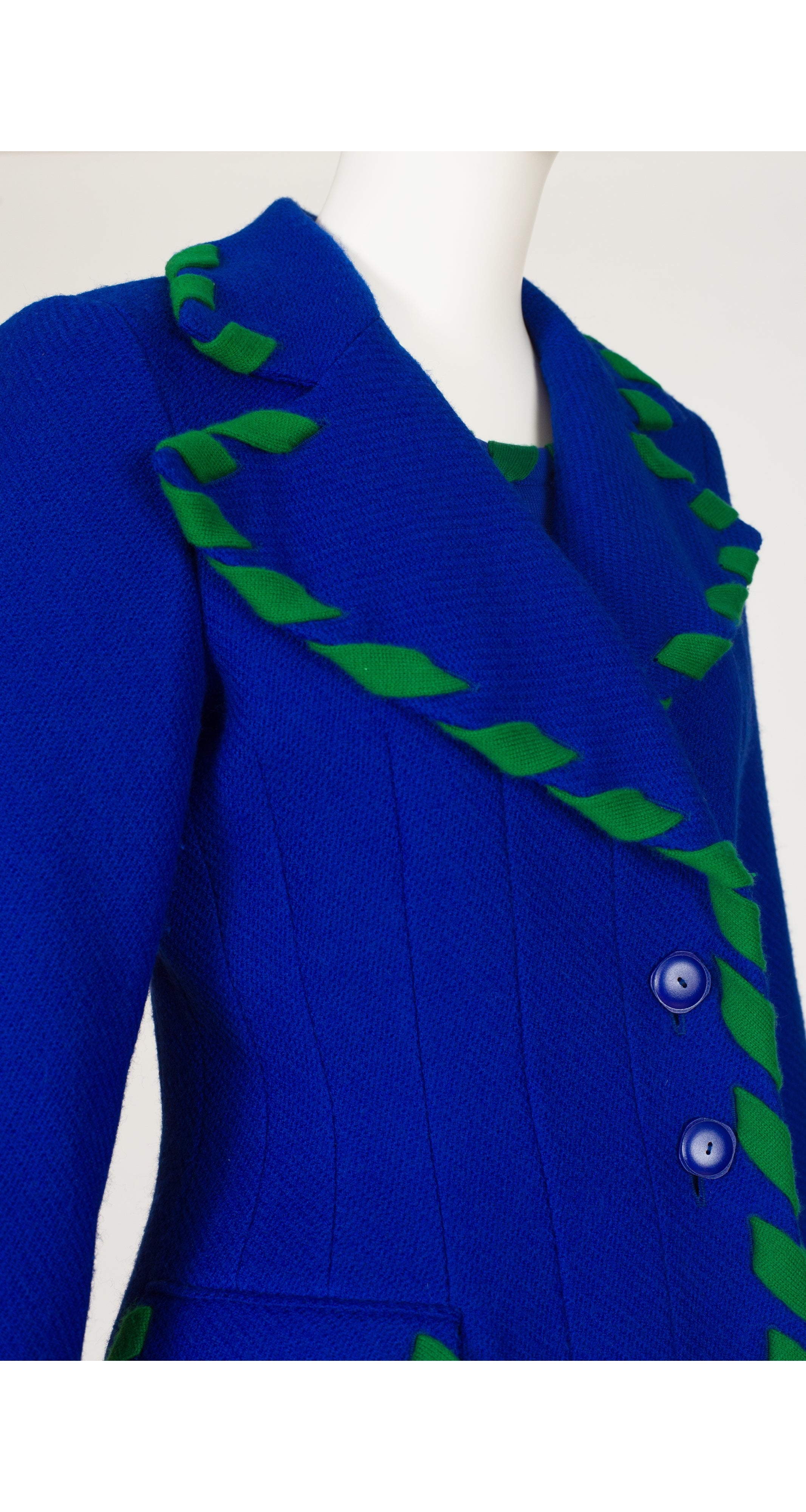 Valentino 1991-92 F/W Blue Wool Ribbon Trim Three-Piece Skirt Suit ...