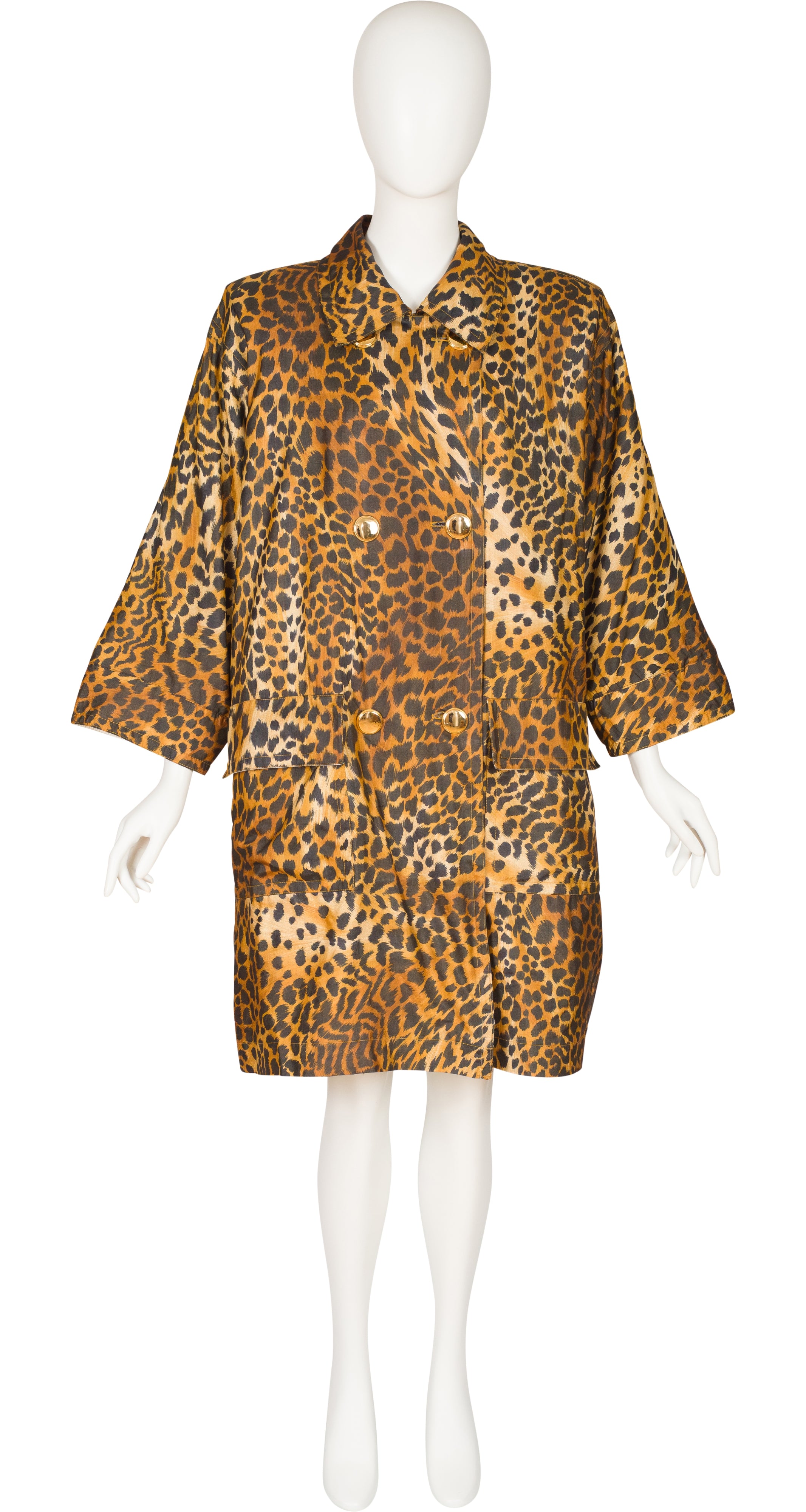 Givenchy 1993 S/S Leopard Print Silk Double-Breasted Rain Coat