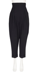 1980s Black Crepe Ultra High-Waisted Trousers