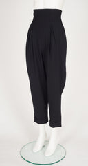 1980s Black Crepe Ultra High-Waisted Trousers