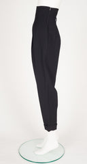 1980s Black Crepe Ultra High-Waisted Trousers