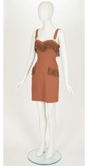 1993-94 F/W Fringe Trim Brown Wool Suspender Dress