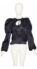 2000-01 F/W Runway Black Silk Organza Puff Sleeve Blouse