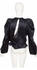 2000-01 F/W Runway Black Silk Organza Puff Sleeve Blouse