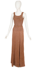 1970s Copper Lurex Knit Three-Piece Maxi Outfit