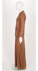 1970s Copper Lurex Knit Three-Piece Maxi Outfit