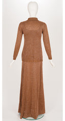 1970s Copper Lurex Knit Three-Piece Maxi Outfit