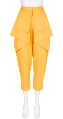 1980s Sunshine Yellow Cotton Cropped Butterfly Pants