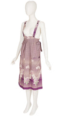 1976 S/S Floral Striped Cotton Convertible Apron Dress