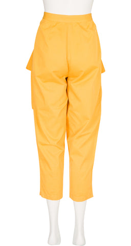 1980s Sunshine Yellow Cotton Cropped Butterfly Pants