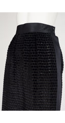 1980s Black Silk Devoré Velvet Tuxedo Evening Skirt